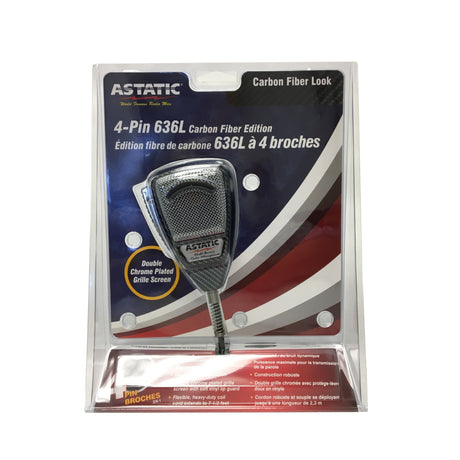 Astatic 636L Carbon Fiber CB Microphone Packaging | Right Channel Radios