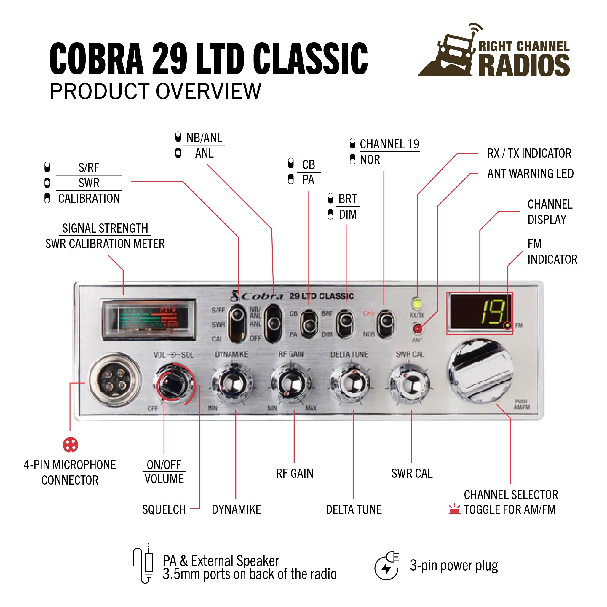 Cobra 29 LTD classic CB Radio good w/ 3 mics