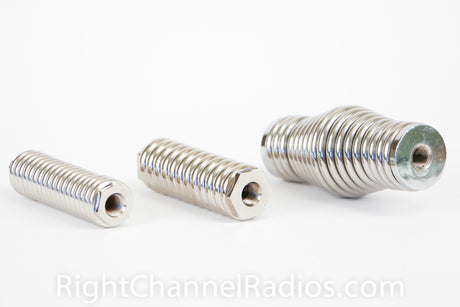 Medium, Heavy, and Super-Heavy Duty CB Antenna Springs (Left to Right) 