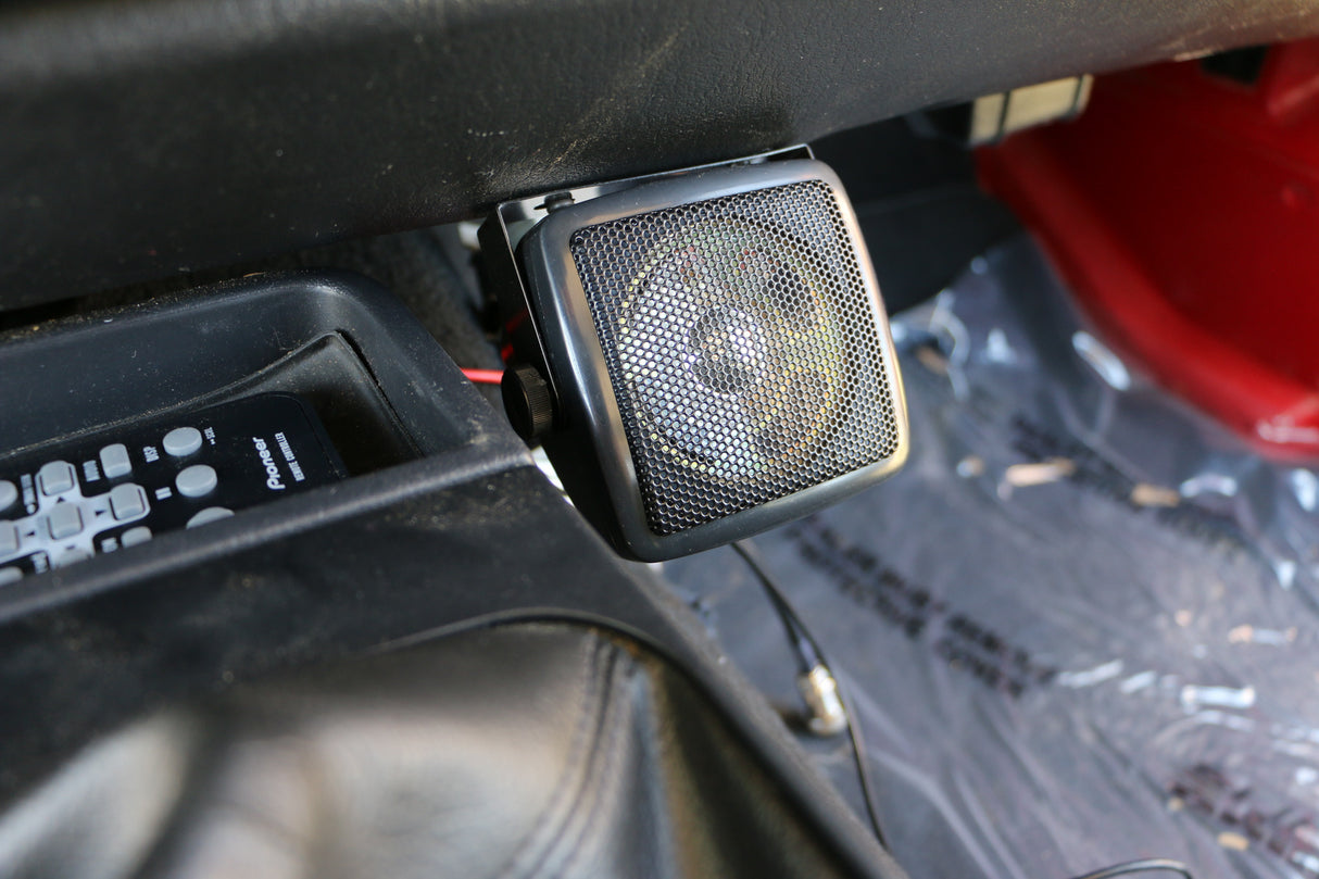 Compact External CB Radio Speaker Installed in Jeep