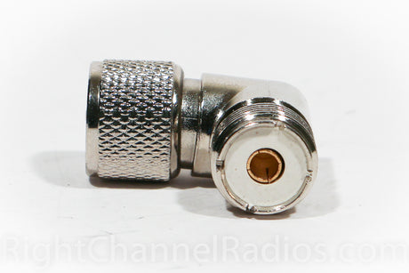 Right Angle Male-to-Female UHF Connector - Bottom View