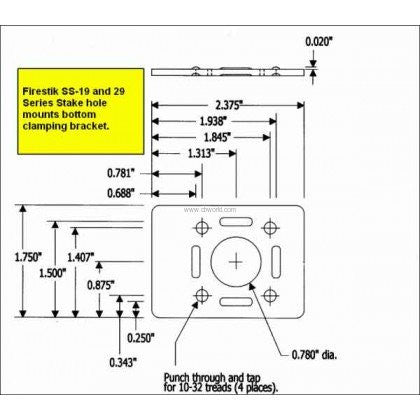 Firestik SS294A Stake Hole Mount Measurements